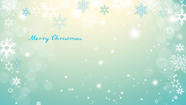 Christmas silver background with snowflakes and decent blue Merr