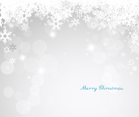 Christmas silver background with snowflakes and decent blue Merr