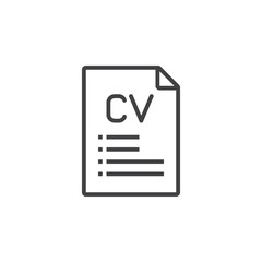 CV, Resume line icon, outline vector sign, linear pictogram isolated on white. logo illustration