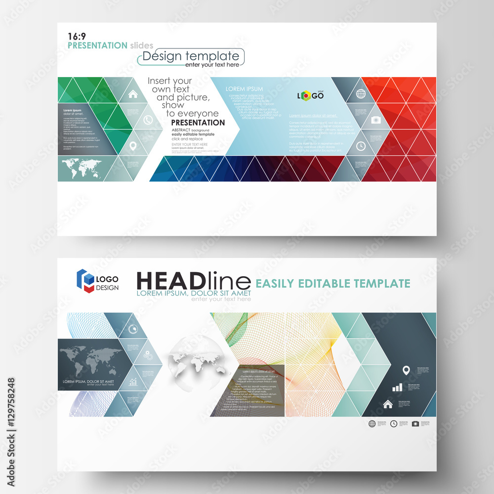 Poster business templates in hd format for presentation slides. easy editable layouts in flat style, vector