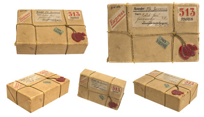 schönes altes paket mit adresse, postpaket