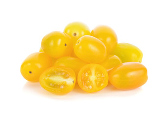 yellow cherry tomatoes isolated on white