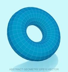 Abstract stereometry: low poly Blue Torus. EPS 10, vector.