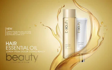 Fotobehang Golden hair oil ads © HstrongART