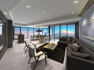 Fototapeta na wymiar 3D illustration of a modern living room