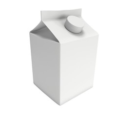 Milk or juice box with lid. Retail package mockup. 3d render illustration isolated on white.