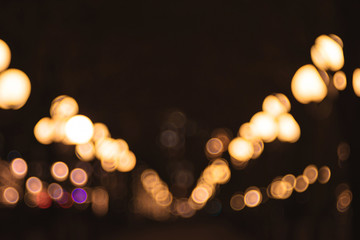 Lights defocused during christmas in city