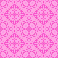 Pink Ornamental Seamless Line Pattern. Endless Texture. Oriental Geometric Ornament