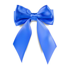 Decorative 3D blue bow on white background