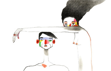 woman and man .abstract watercolor .fashion background
