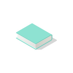 Vector illustration isometric book icon in flat design style isolated on white background.