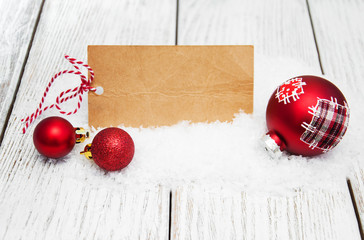christmas decorations in snow