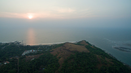Ruins of fort Chapora. Goa state, India. Aerial