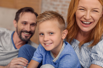 Fototapeta premium Happy family relaxing at home