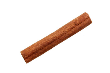 one cinnamon stick isolated on white