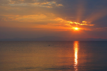 Sunset on the sea in Greece
