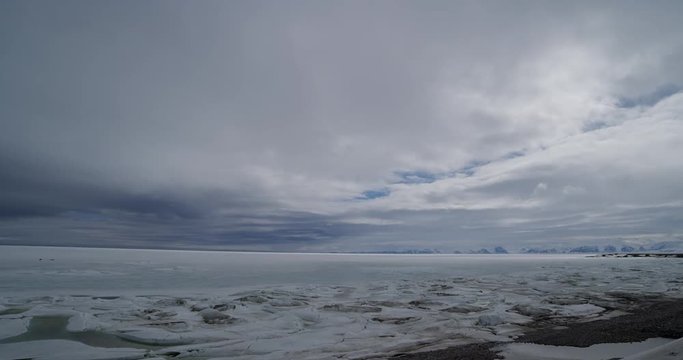 Time lapse - clouds passing over melted sea ice pools
