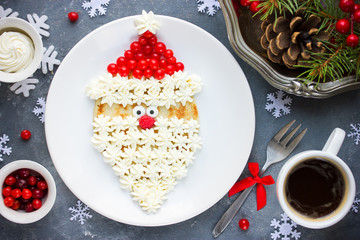 Santa pancake for kids breakfast - Christmas and New Year