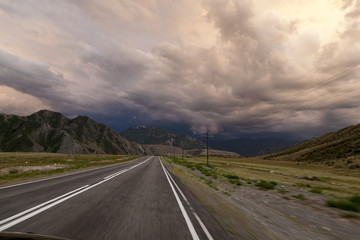 Road in Russia. Altai, Chuysky tract.