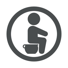 Icono plano bebé en orinal en circulo color gris