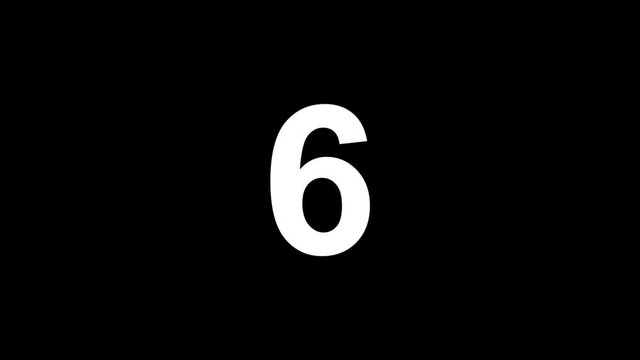 Countdown from 10 to 0 with explosion at the end of the clip. White numbers isolated on the black background.