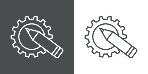 Icono plano ingenieria gris y blanco