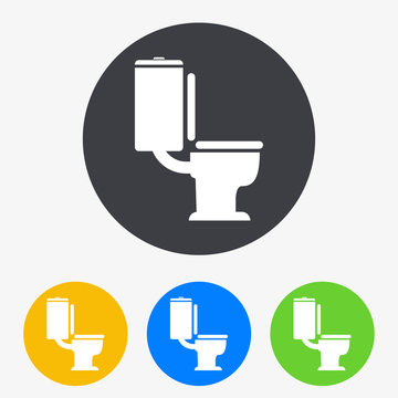 Icono plano WC en circulo varios colores