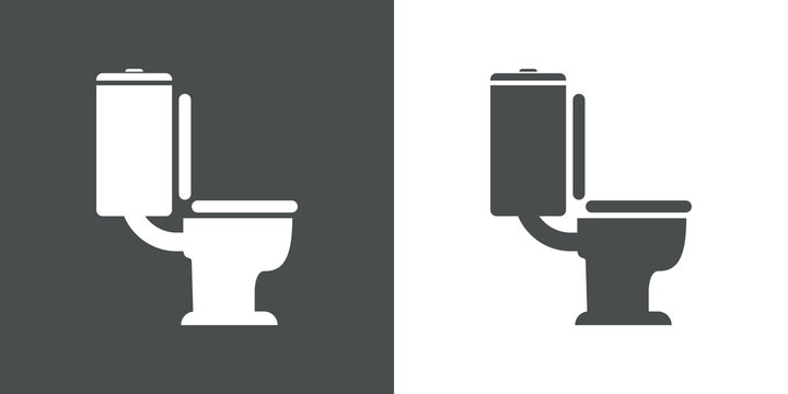 Icono plano WC gris y blanco