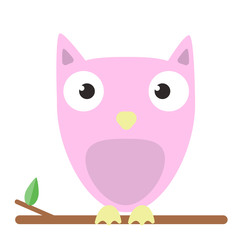 Vector image of a cute pink owl on white background