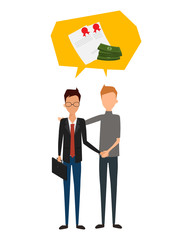 Obraz premium Two business man handshaking on deals. Business people character.