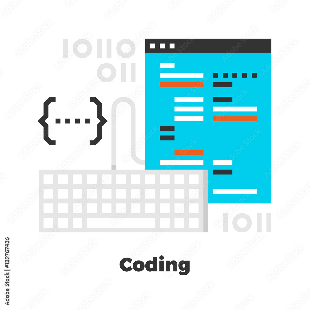 Aufkleber coding flat illustration