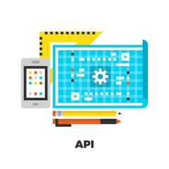 API Development Flat Illustration.