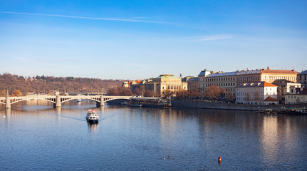 Fototapeta na wymiar View to the Prague river Vltava