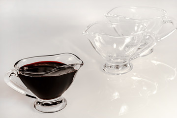 glasses on white background / Beverage bottling
