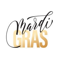 Mardi Gras carnival gold calligraphy lettering