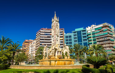 La Fuente de Levante Fountain on Luceros Square in Alicante, Spain
