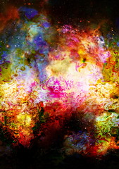 Obraz na płótnie Canvas Cosmic space and stars, color cosmic abstract background. Fire effect.