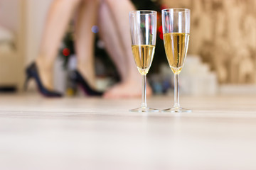 Sex after a Christmas party, quick sex concept.