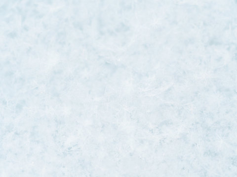 Snow texture, macro snowflakes. Winter background. Small depth of field.