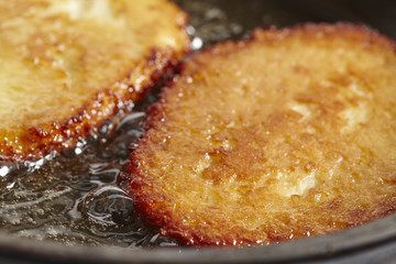 Potato Pancakes called Latkes, traditional NY area Chanukah (or Hanukah) food.