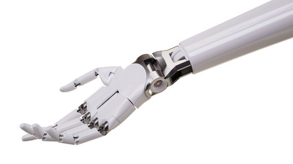 Mechanical Robotic Hand on White Background 3d Illustration