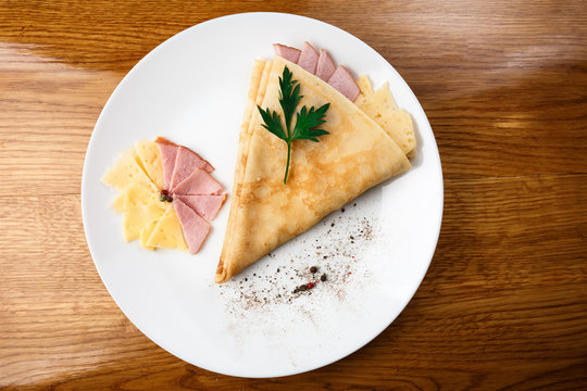 pancake with cheese and ham