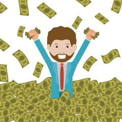 Bill and businessman icon. Money financial item commerce market and buy theme. Isolated design. Vector illustration