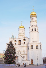 Fototapeta na wymiar Christmas tree in Moscow Kremlin