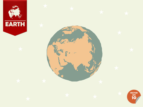 The colorful earth design with shown asia, europe and africa side
