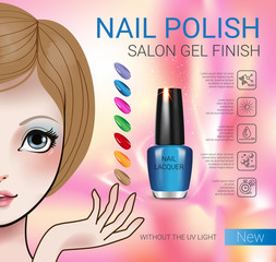Vector Illustration with Manga style girl and nail polish.