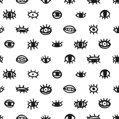 Eyes Drawing Seamless Pattern Background