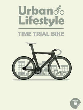 time trial bike on town background
