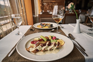 mixed food in restaurant, holiday concept