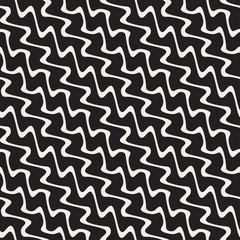 Wavy Ripple Lines. Vector Seamless Black and White Pattern.